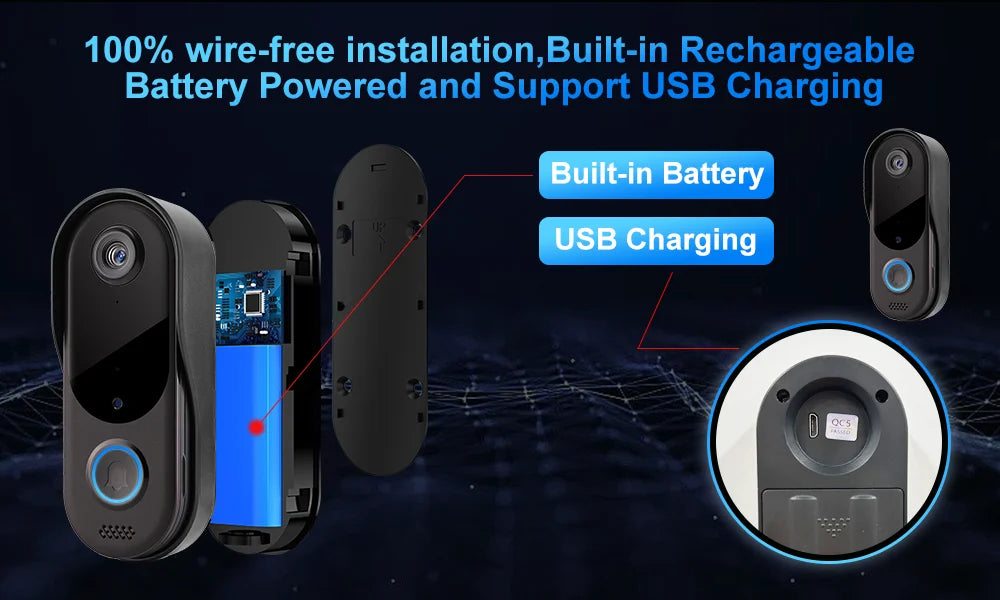 WiFi Video Intercom Outdoor Door bell Camera Smart Home Security Wireless WiFi Doorbell 2-Way Audio Night Vision Doorbell Camera