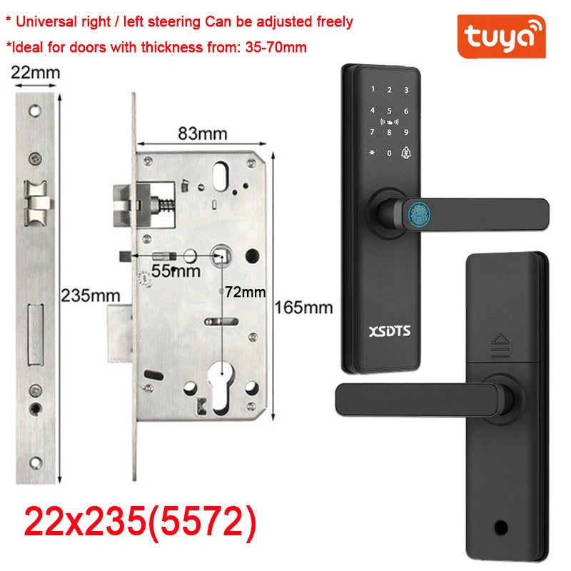 New Smart Door Lock With Tuya APP Digital Electronic Lock Smart Home Wooden Door Lock Biometric Fingerprint