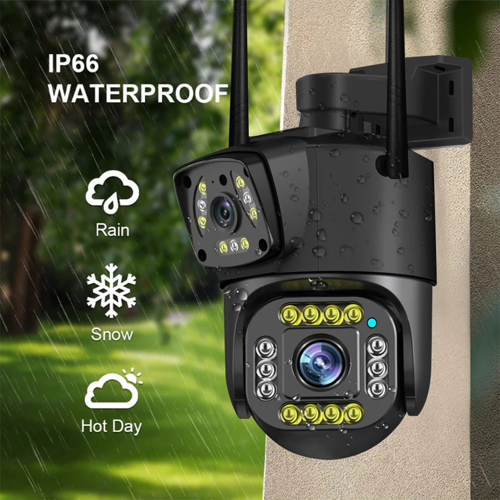 4MP Dual Lens Security Camera 360 Degree View Outside Camera 1080P Surveillance Camera IP66 Waterproof for Home Security