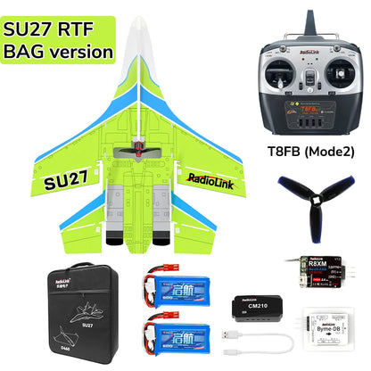 Radiolink SU27 Fighter RC Plane Radio Controlled Airplane(RTF) 4000KV Brushless Motor Fixed Wing Gyroscope Assist for Beginners