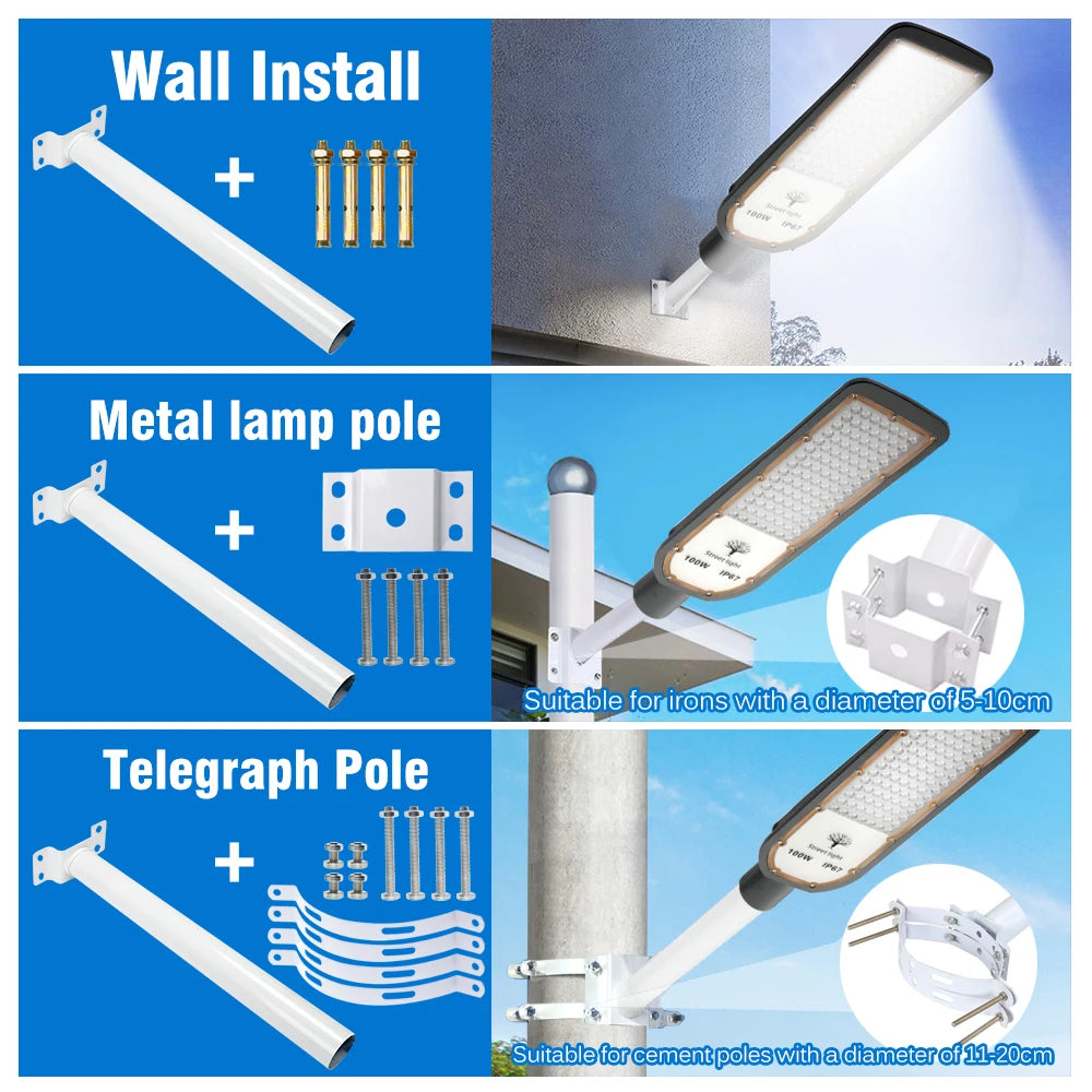 Floodlight IP67 Waterproof LED Street Lights 100W 150W 200W Super Bright Lamp Outdoor Wall Light Security Lighting for Garden