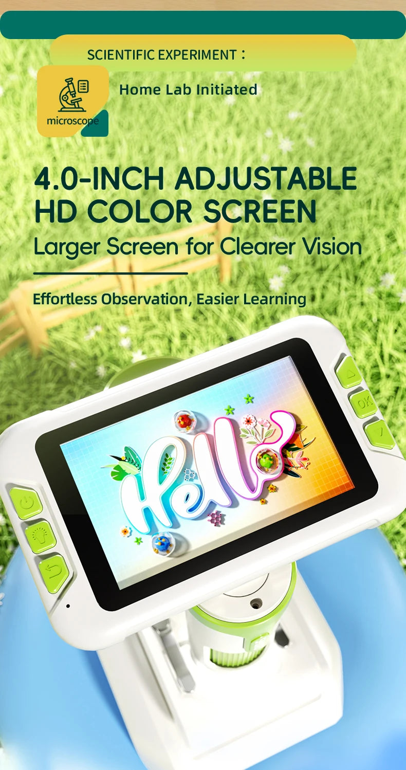 Microscope for Kids Children Microscope with 3.97 Inch Screen 1600x Zoom Mini Handheld Microscope Camera Christmas Birthday Gift