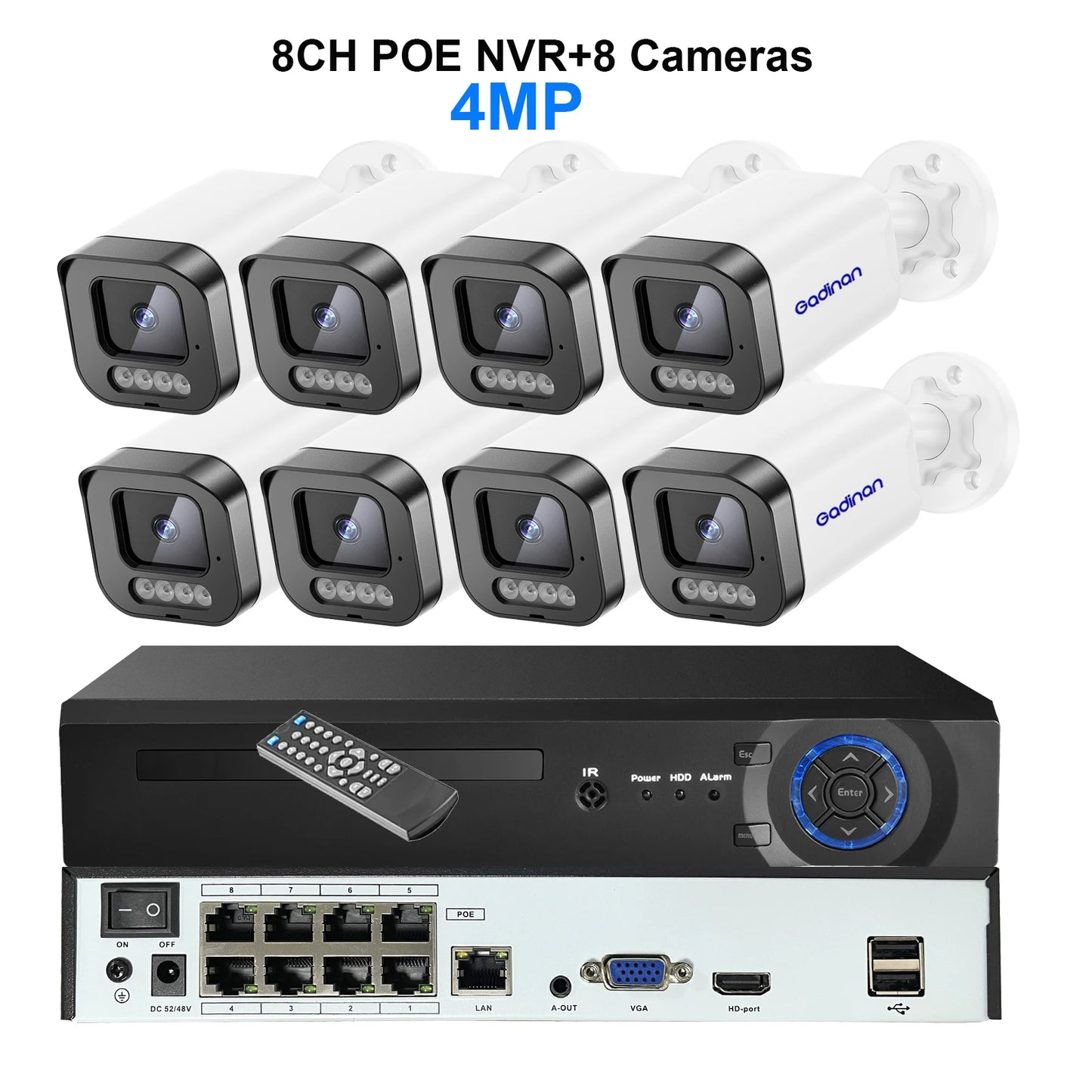 4K Security Camera System 8CH POE NVR 8MP Face Detect Color Night Vision Two Way Audio IP Camera Security Video Surveillance Set