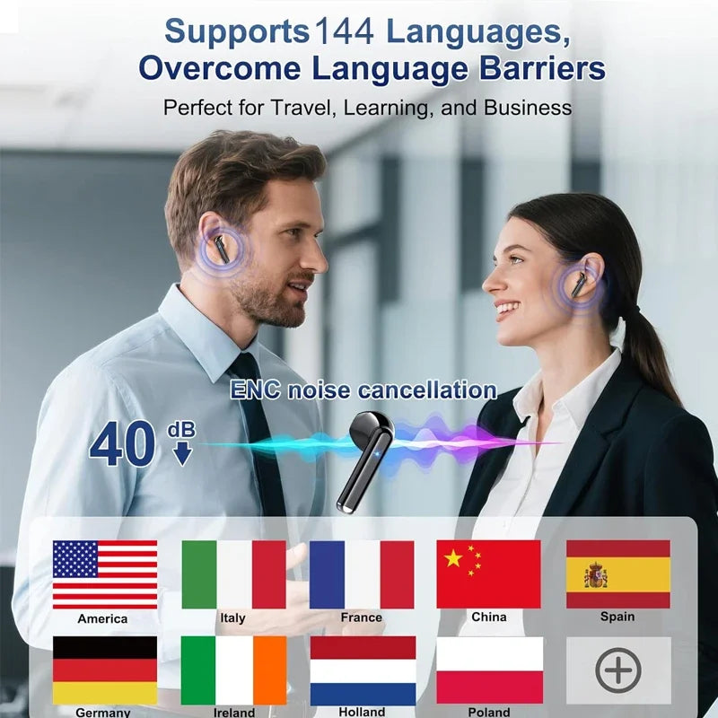AI Language Translator Earbuds 3 in 1 Accents Translator Earphone Real Time 144 Languages Accents for Travel Business Learning