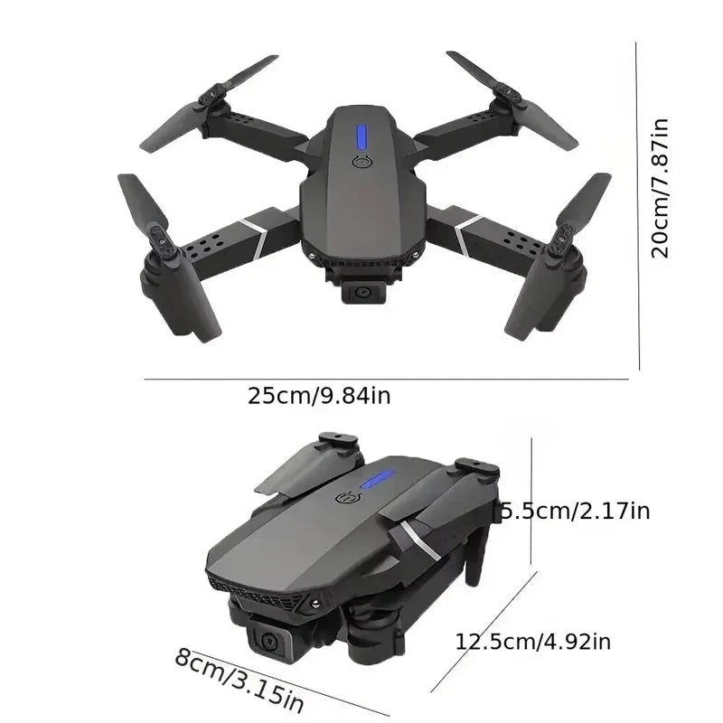 Drone Foldable Wings, Dual Cameras for Aerial Photography, 360° Rotation, One-Click Takeoff, Portable Rechargeable Battery