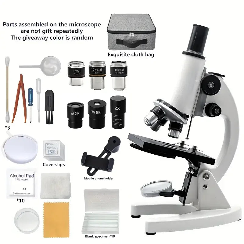 Monocular Optical Microscope 64X-2400X Microscope School Science Experimental Biology Microscope Digital Microscope for Children