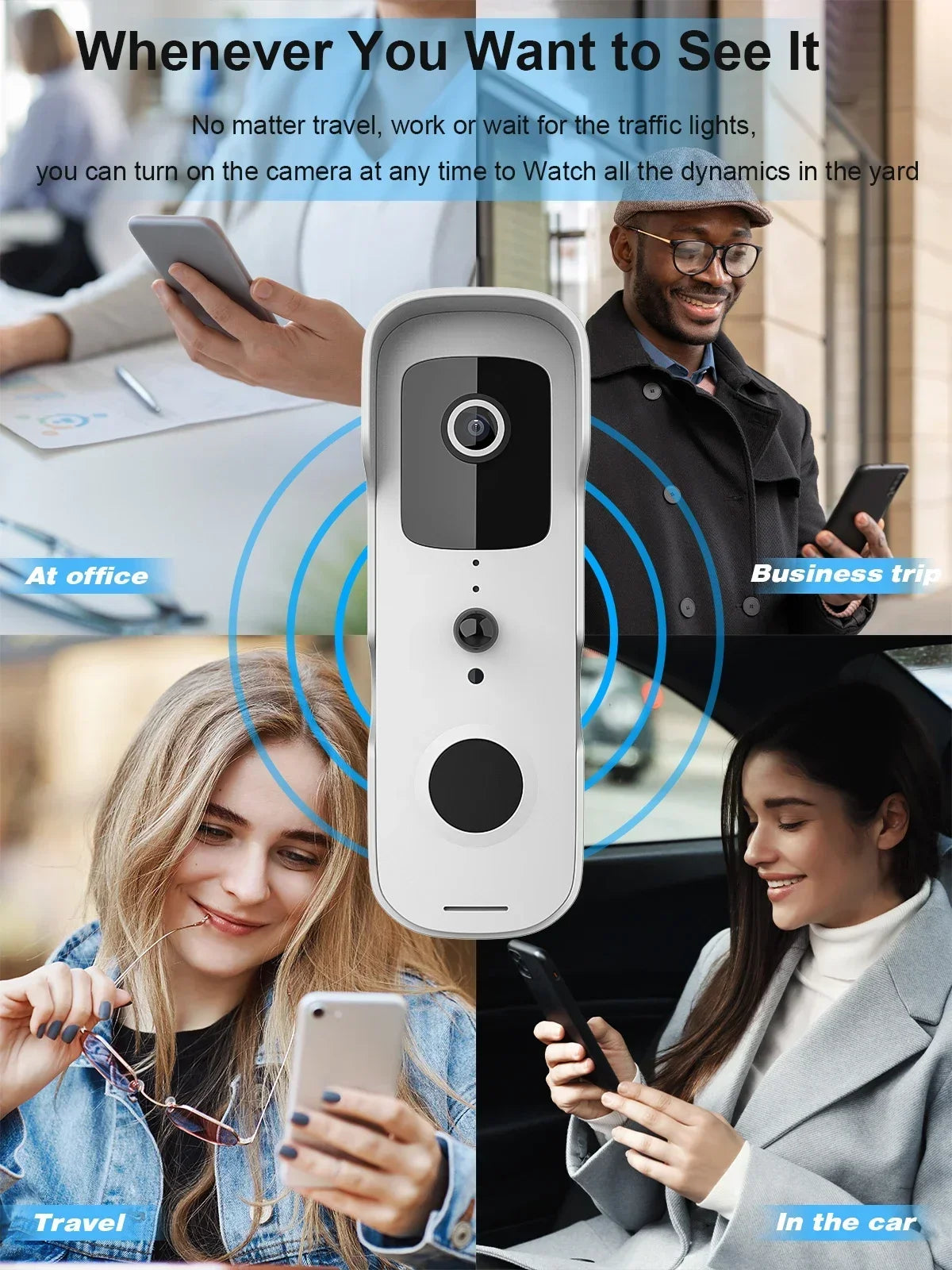 Smart Video Doorbell Waterproof Night Vision Door Viewer 1080P FHD Camera Digital Visual Intercom WIFI 2.4G Tuya Door Bell