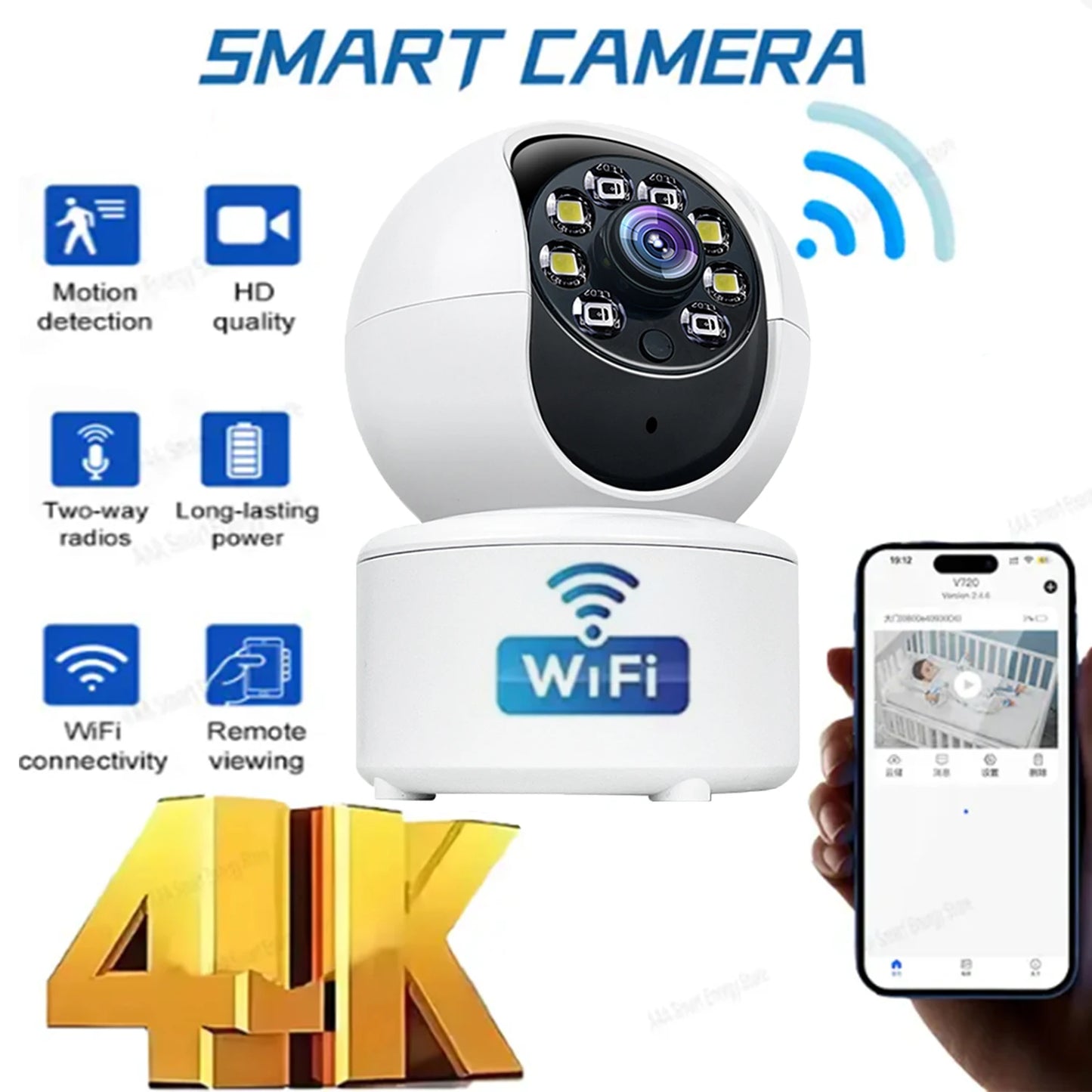 1080P HD Home Security Cameras ICSee Security Protection Indoor Wireless WIFI MINI Camera 2.4G Wi-Fi Two-Way Talk
