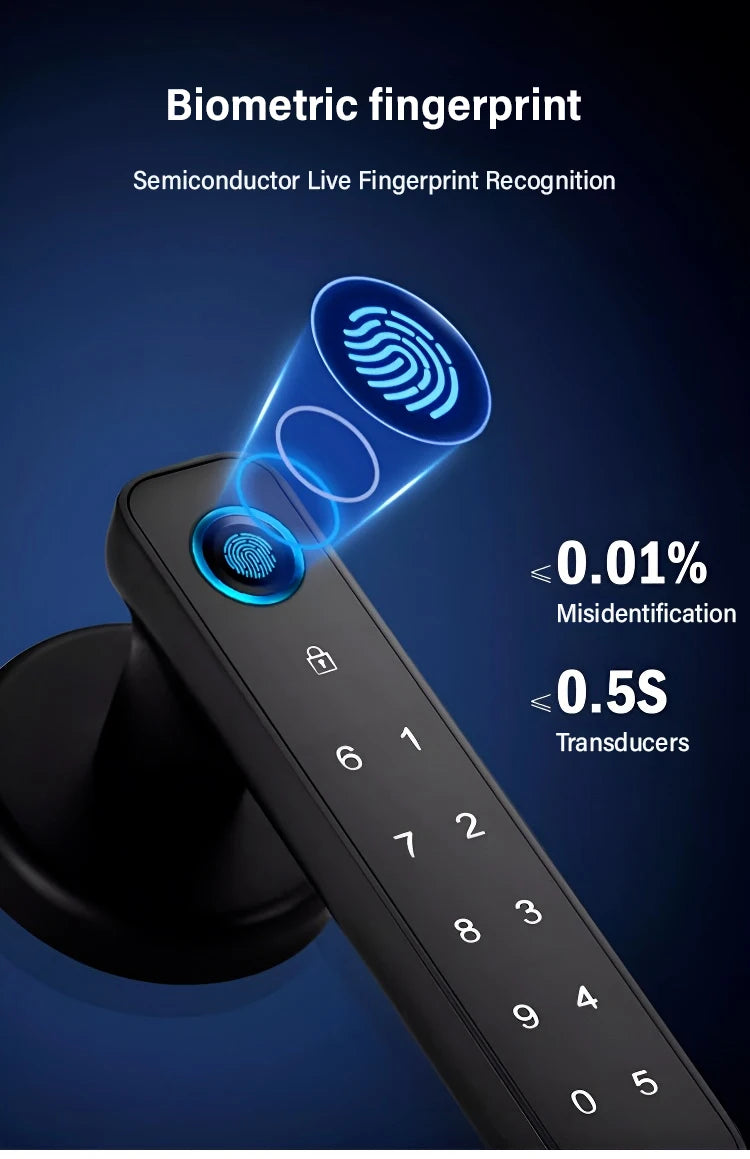 Smart Life App Wifi Remote Control Smart Fingerprint Password Rfid Ic Card Lock Dead Bolt For Indoor Home Wooden Metal Door