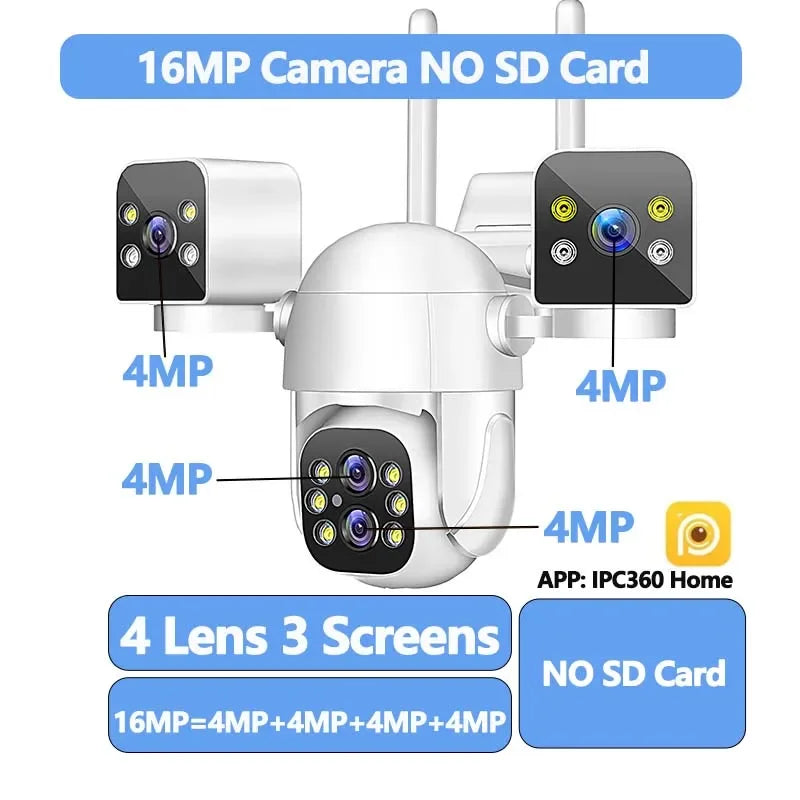 Security Camera 10X Zoom Three Lens WIFI Wireless Outdoor 6K 12MP AutoTracking IP Camera PTZ CCTV Video Surveillance IPC360Home
