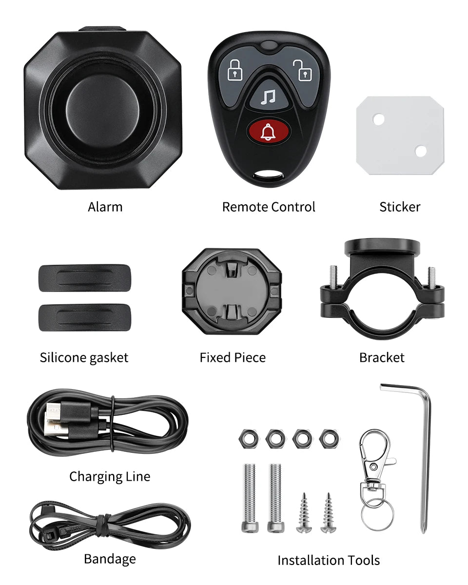 Hollarm Bike Alarm Anti-theft Wireless Vibration USB Charging Motorcycle Security System Waterproof Electric Scooter Alarm