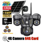Outdoor Solar Security Camera 4G IP Camera Home Security 15MP Triple Lens 360° PTZ Surveillance Color Night Vision CCTV Camera