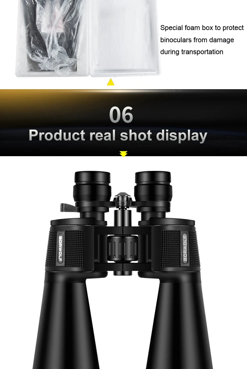 BORWOLF Large Objective lens 20-60X70 Binoculars FMC Optical High Power Hunting Birdwatching Telescope Fo rMoon Watching