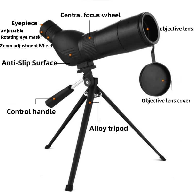 60X HD Zoom Spotting Scope Telescope Powerful Magnification Long Range Hunting Camping Astronomical Telescope For BirdWatching