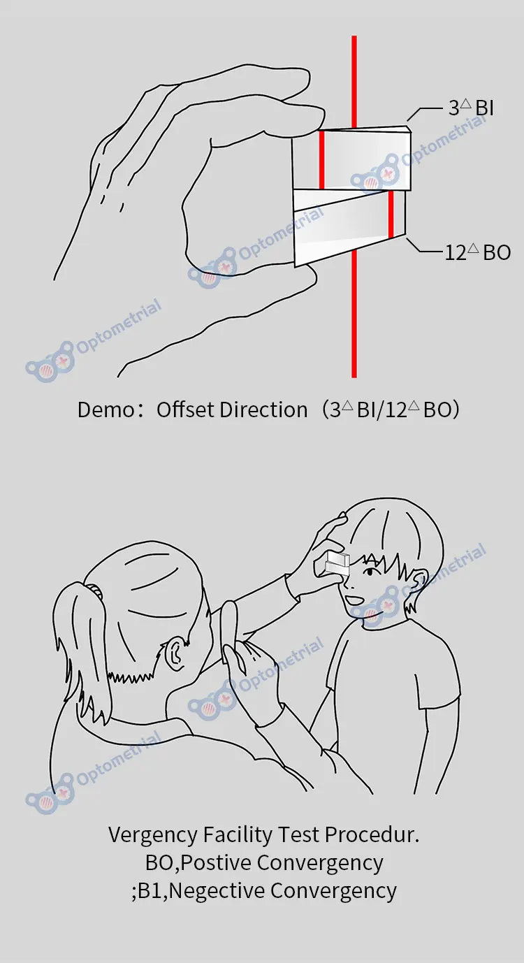 Vergence Facility Prism 12/3 Eye Strabismus Diagnostic 12 BO/3 BI Low Vision Screening
