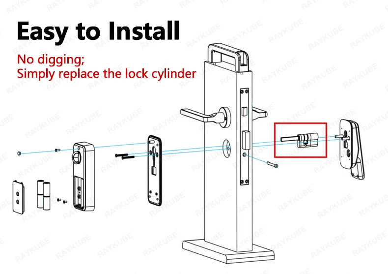 Easy Replacement Cylinder Smart Lock APP TTlock Bluetooth Fingerprint Password NFC Unlock Auto Lock/ Unlock With Battery Z-18
