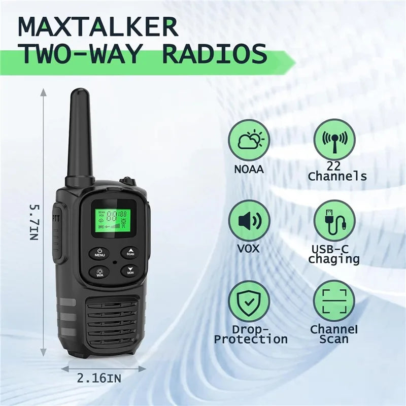 2PCS Mini Walkie Talkie Portable Two-Way Radio UHF Transceiver Set Walkie-talkies Radio Walkie Talkies for Children and Adults