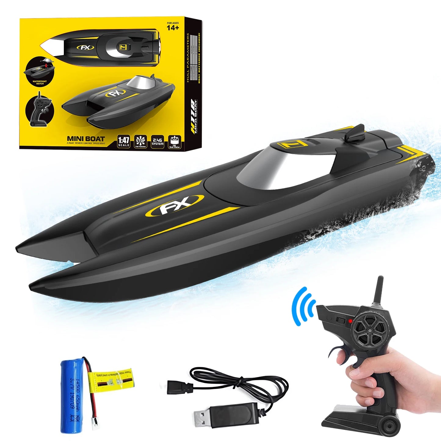 2.4GHz Radio Rc Boat Racing Boat High Speed Speedboat 2 Ch Dual Motor Waterproof Remote Control Ship aquatic game children Toy