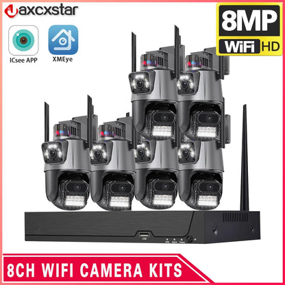 Wifi Surveillance Cameras System 8CH WIFI NVR 4K HD Waterproof Outdoor Wireless Security Camera Kit PTZ Two Way Audio ICSee APP