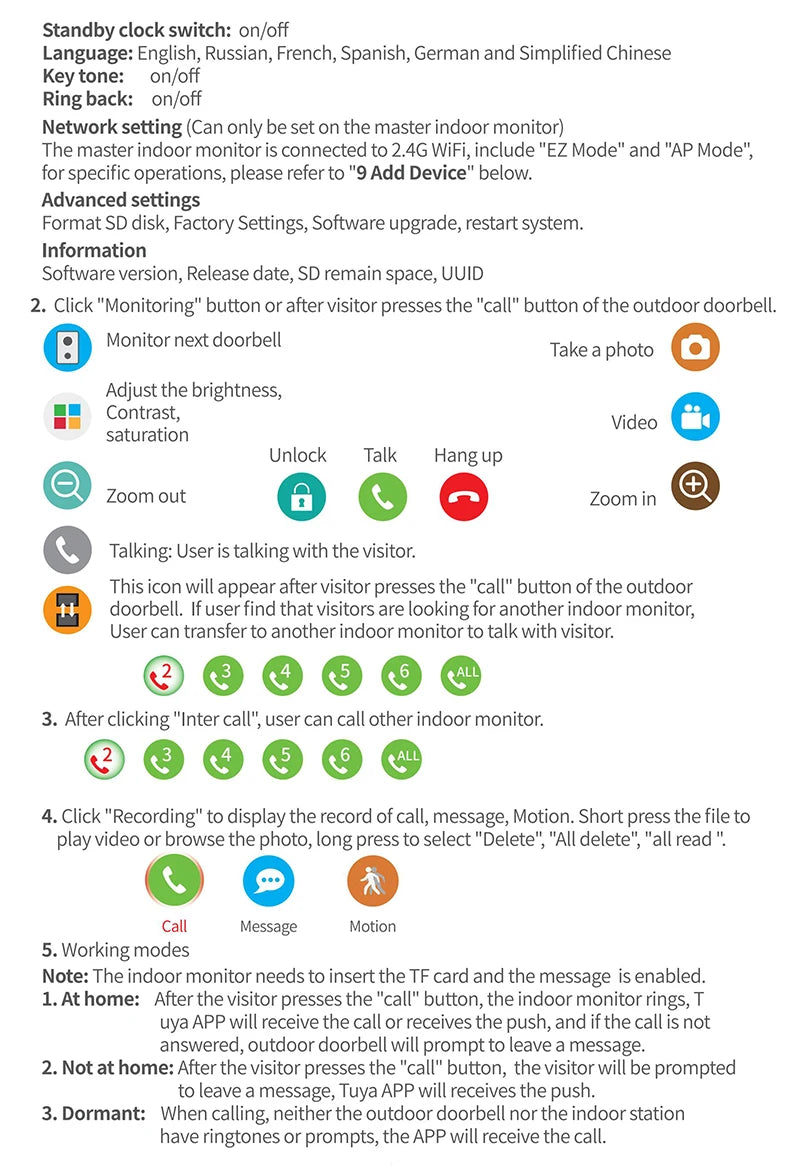 7 Inch Tuya Video Doorbell WiFi Outdoor Door Bell Waterproof IP65 Intercom Smart Home  Door Phone Camera