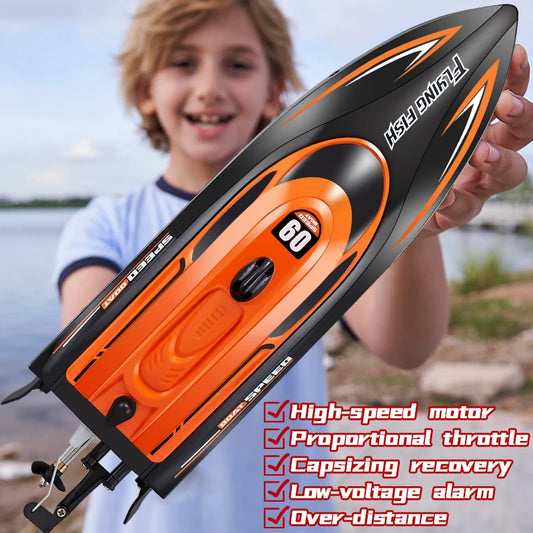 RC Boat, 2.4GHz RC Boats For Pool And Lakes, Boat Bath Toys, 25km/h High Speed Ultra-distance control LED Light Speedboat