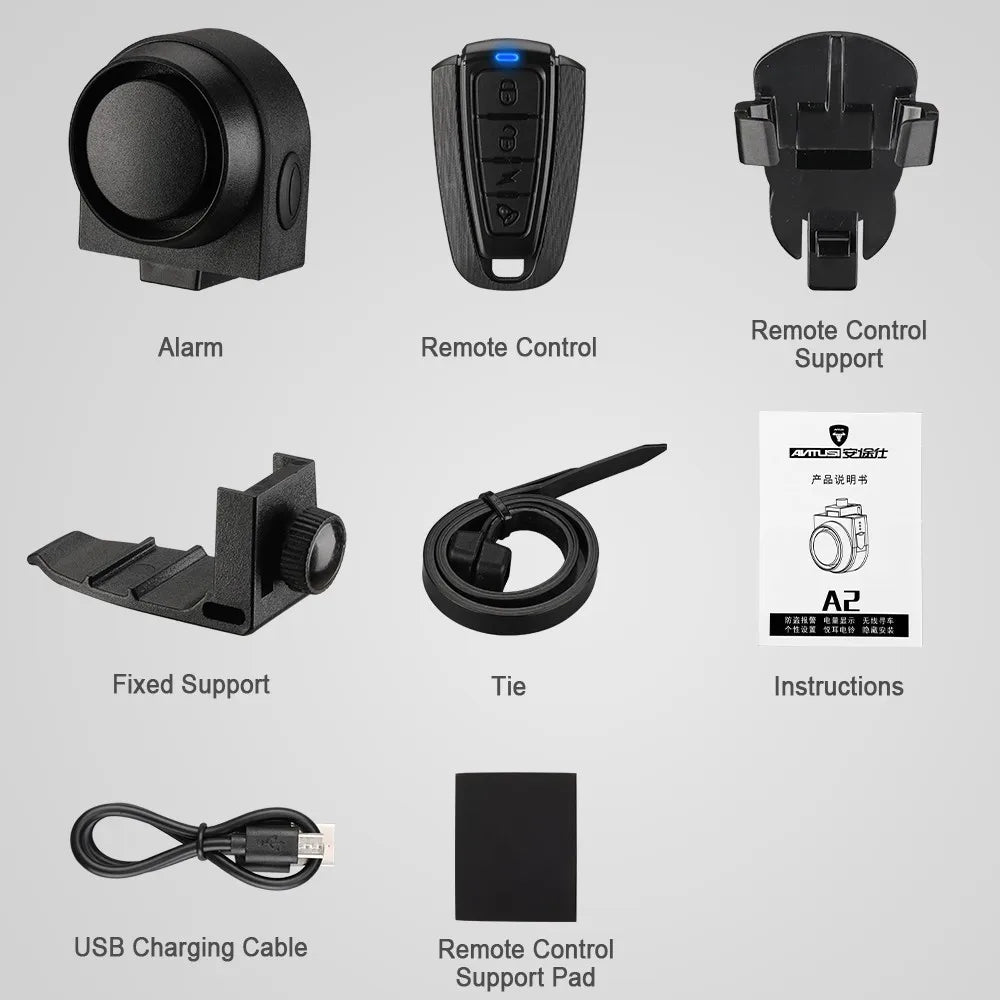 Hollarm Bicycle Vibration Alarm Wireless Motorcycle Alarm Anti-theft USB Rechargeable Remote Control Security System Waterproof