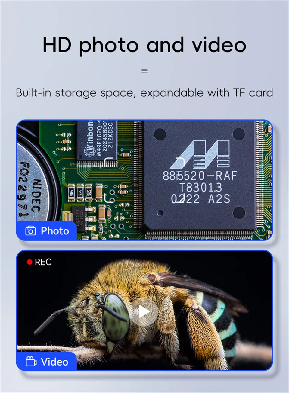 500X Digital Microscope 3-inch IPS Handheld Microscope Magnifier 2 Megapixel Magnifying Glass with 8Leds for Electronics Repair