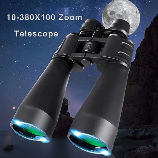 Zoom 10-380X100 Professional Telescope HD Powerful BAK4 Binoculars Low Light Waterproof Long-distance Binoculars For Hunting ﻿