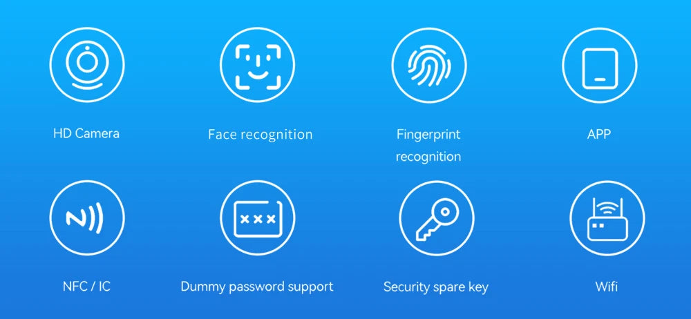 Smart Slim All Automatic Waterproof  3D Face Recognition Video Intercom Aluminum Door Lock