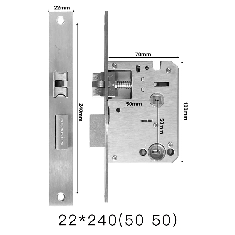 Smart fingerprint lock body special mortise smart lock 5050 125mm-240mm 2585-7085mm 5572 6072 300*6085 lock body