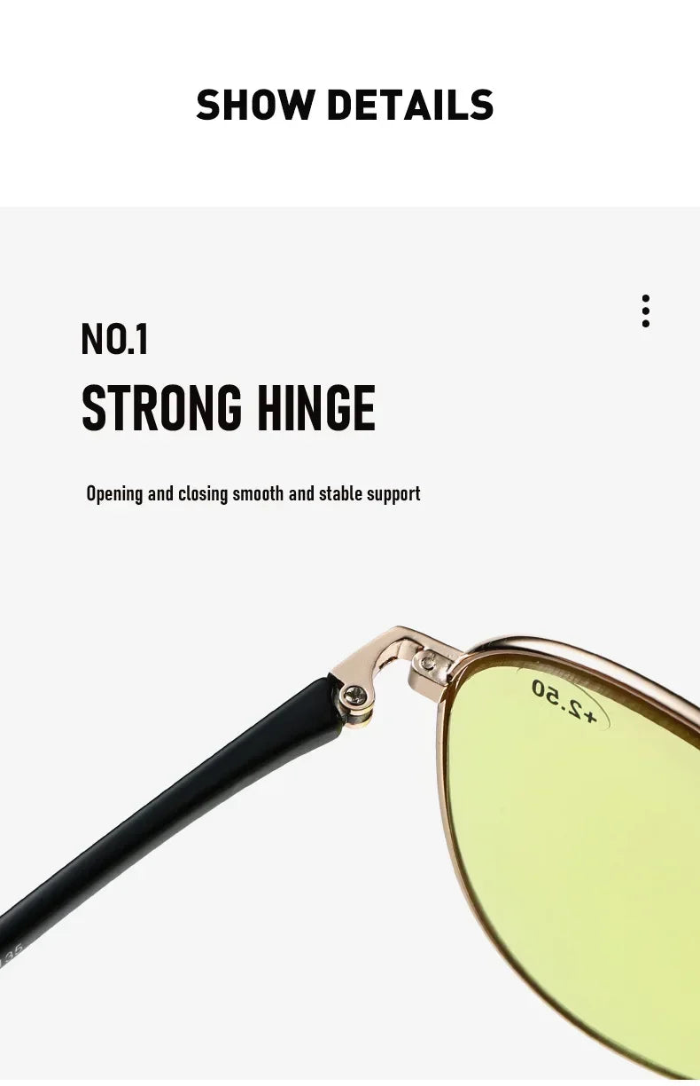 Retro Double Beam Large Frame Presbyopia Glasses Night Vision Photochromic Multifocal Reading Glasses Anti Blue Light Eyeglasses