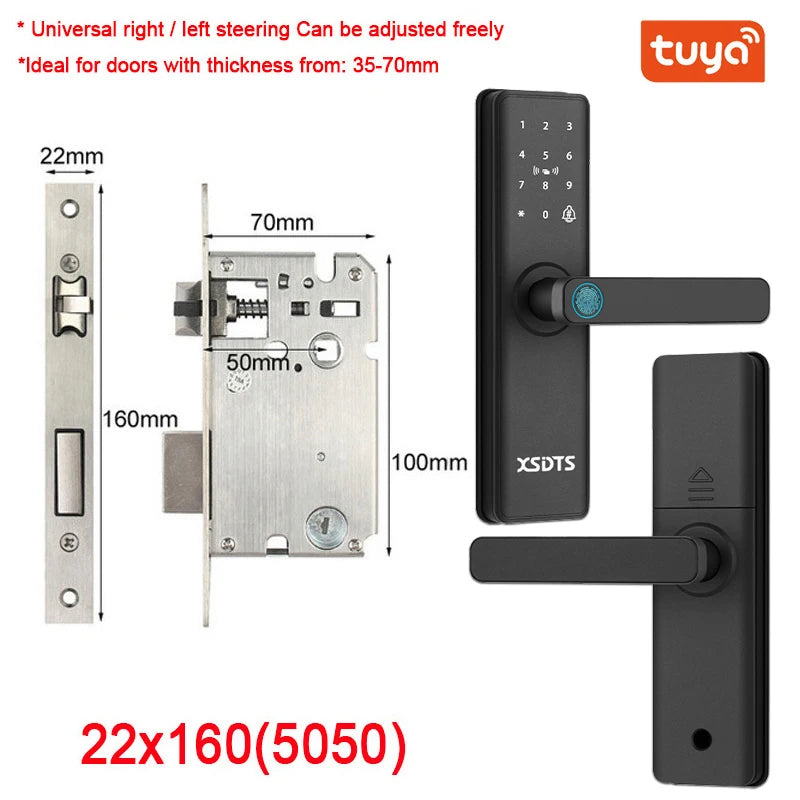 New Smart Door Lock With Tuya APP Digital Electronic Lock Smart Home Wooden Door Lock Biometric Fingerprint
