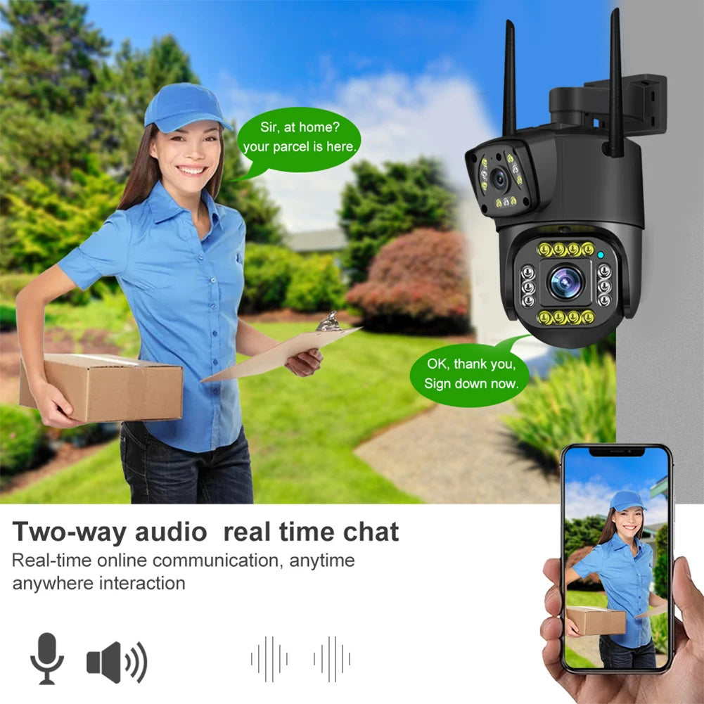 4MP Dual Lens Security Camera 360 Degree View Outside Camera 1080P Surveillance Camera IP66 Waterproof for Home Security