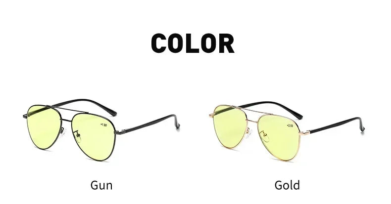 Retro Double Beam Large Frame Presbyopia Glasses Night Vision Photochromic Multifocal Reading Glasses Anti Blue Light Eyeglasses