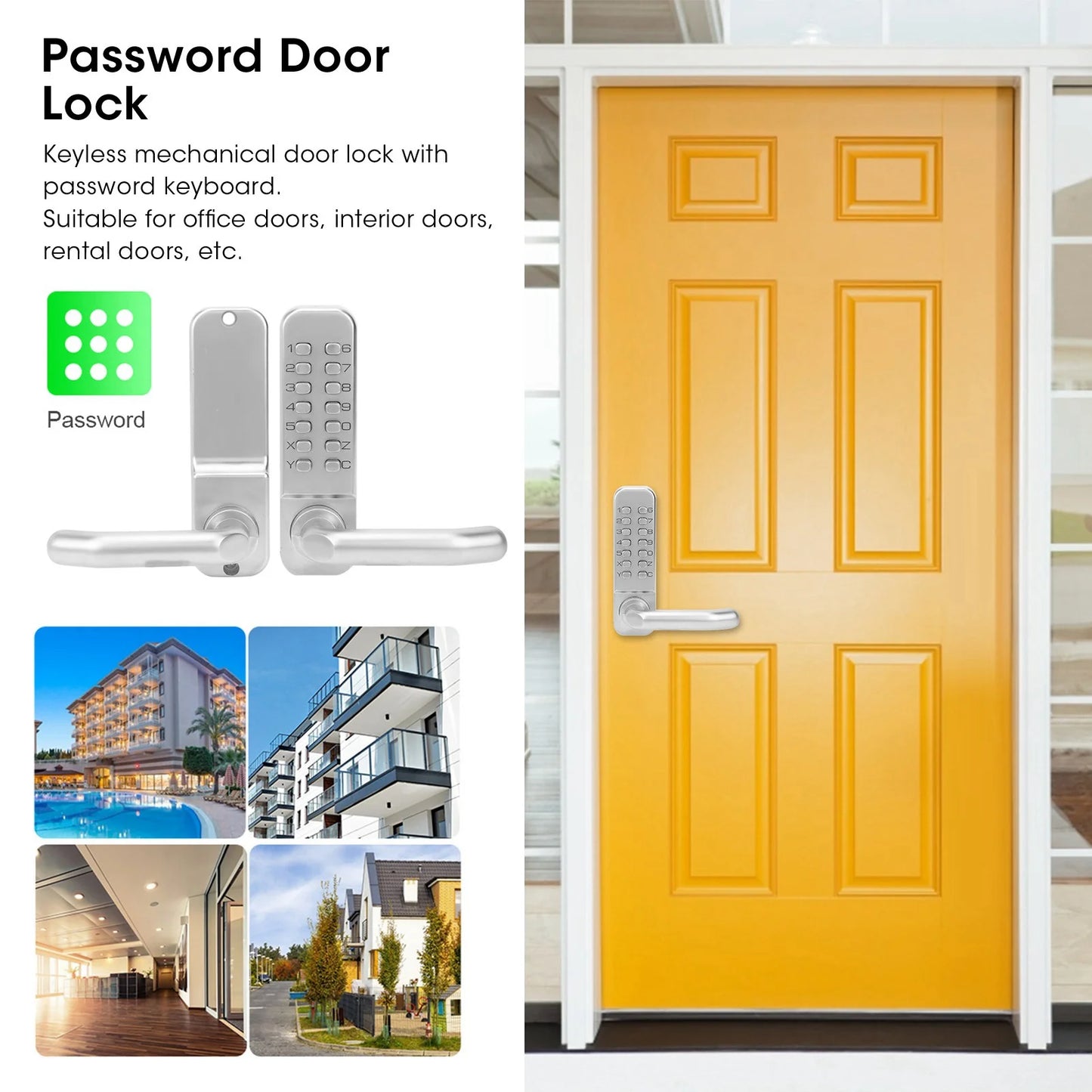 High Security Smart Power Mechanical Door Lock Digital Password Entry Non‑Power Anti‑Theft Safety Home Apartment Safety Access