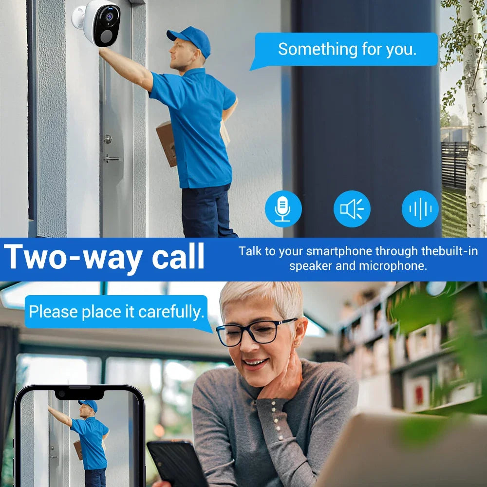 5MP Solar Security Camera 2.4G/5G WiFi Wireless Outdoor Color Night Vision Battery Powered Support PIR, Waterproof Two-Way Alexa