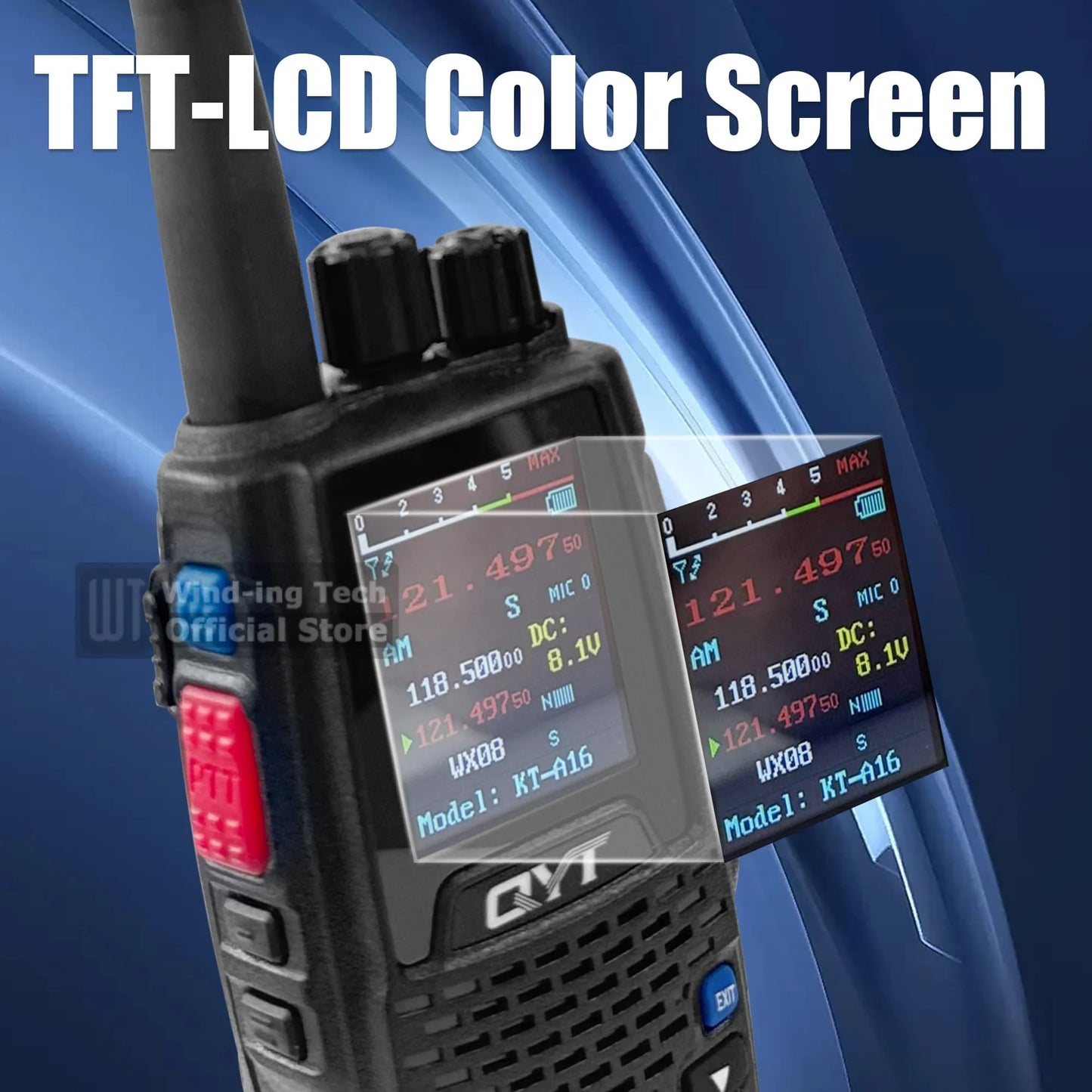 QYT KT-A16 Walkie Talkie 6W Air Band Transmitter VHF Transceiver 2000mAh NOAA Superheterodyne Circuit Aviation Portable Radios