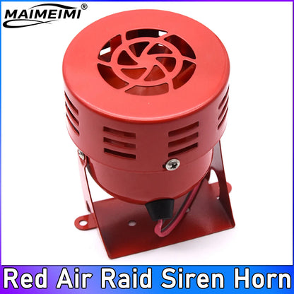 Red Air Raid Siren Horn Alarm 110dB Driven Air Raid Siren Horn Alarm Loud Air Horn for Car Boat Truck Motorcycle Speaker 12 Volt
