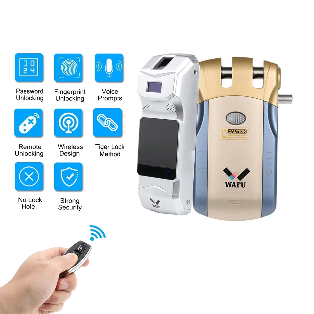 Wafu 010 Smart Door Lock Wireless Smart Lock Remote Control Bluetooth Intelligent Invisible Deadbolt Lock App/Touch Unlock/Lock