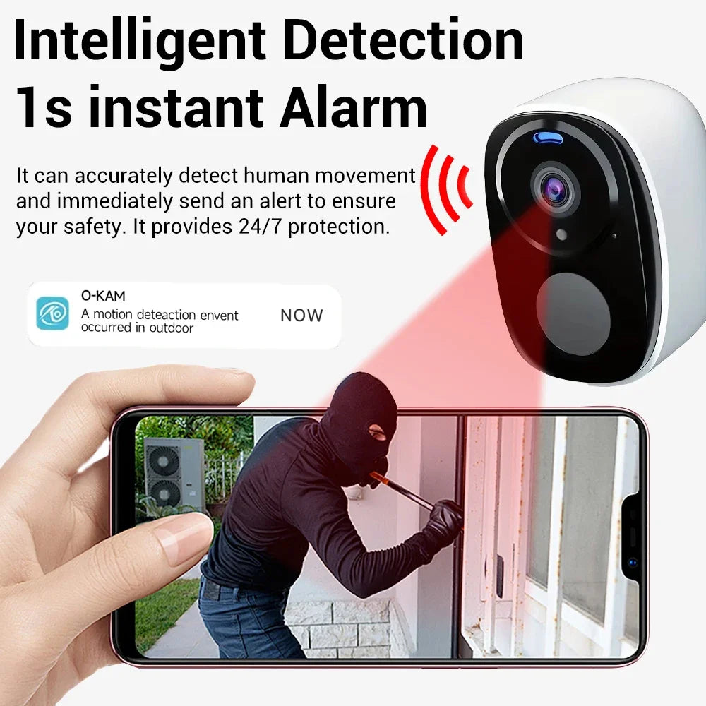 5MP Solar Security Camera 2.4G/5G WiFi Wireless Outdoor Color Night Vision Battery Powered Support PIR, Waterproof Two-Way Alexa