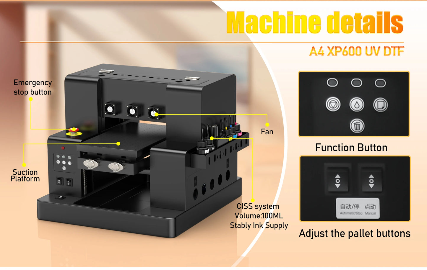 A3 UV Printer with XP600 Printhead UV Flatbed Printer For Bottle Case Acrylic Glass UV DTF AB Film Transfer Sticker UV Printer