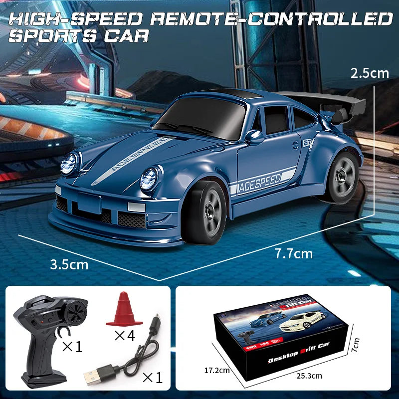 1/64 RC Car 2.4G 4WD High Speed Drift Mini Desktop Racing Car Four Wheel Drive Radio Controlled Mini GTR Racing Model Boy Toy