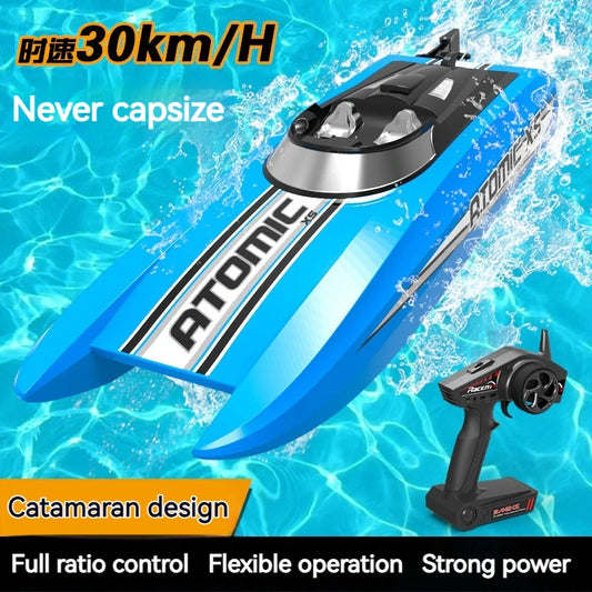 Orlans Remote Control Boat High-Speed 30km/H Dual Body Outdoor Water-Cooled Brushed Motor High-Speed Speedboat Waterproof Toy