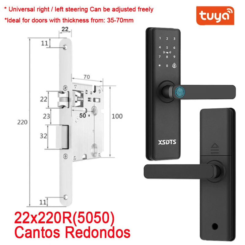 New Smart Door Lock With Tuya APP Digital Electronic Lock Smart Home Wooden Door Lock Biometric Fingerprint