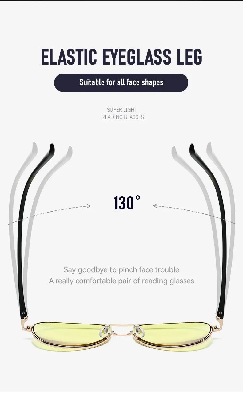 Retro Double Beam Large Frame Presbyopia Glasses Night Vision Photochromic Multifocal Reading Glasses Anti Blue Light Eyeglasses