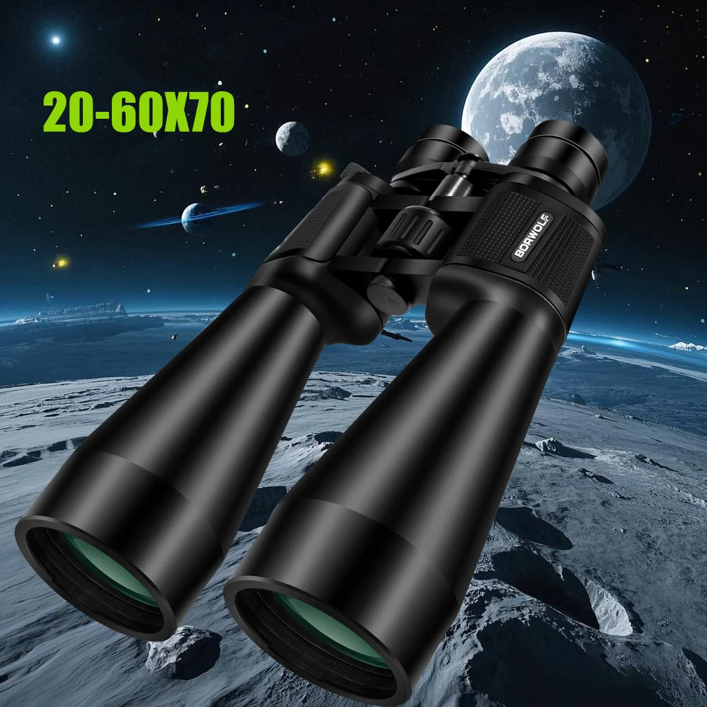 BORWOLF Large Objective lens 20-60X70 Binoculars FMC Optical High Power Hunting Birdwatching Telescope Fo rMoon Watching