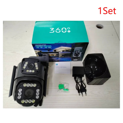4MP Dual Lens Security Camera 360 Degree View Outside Camera 1080P Surveillance Camera IP66 Waterproof for Home Security