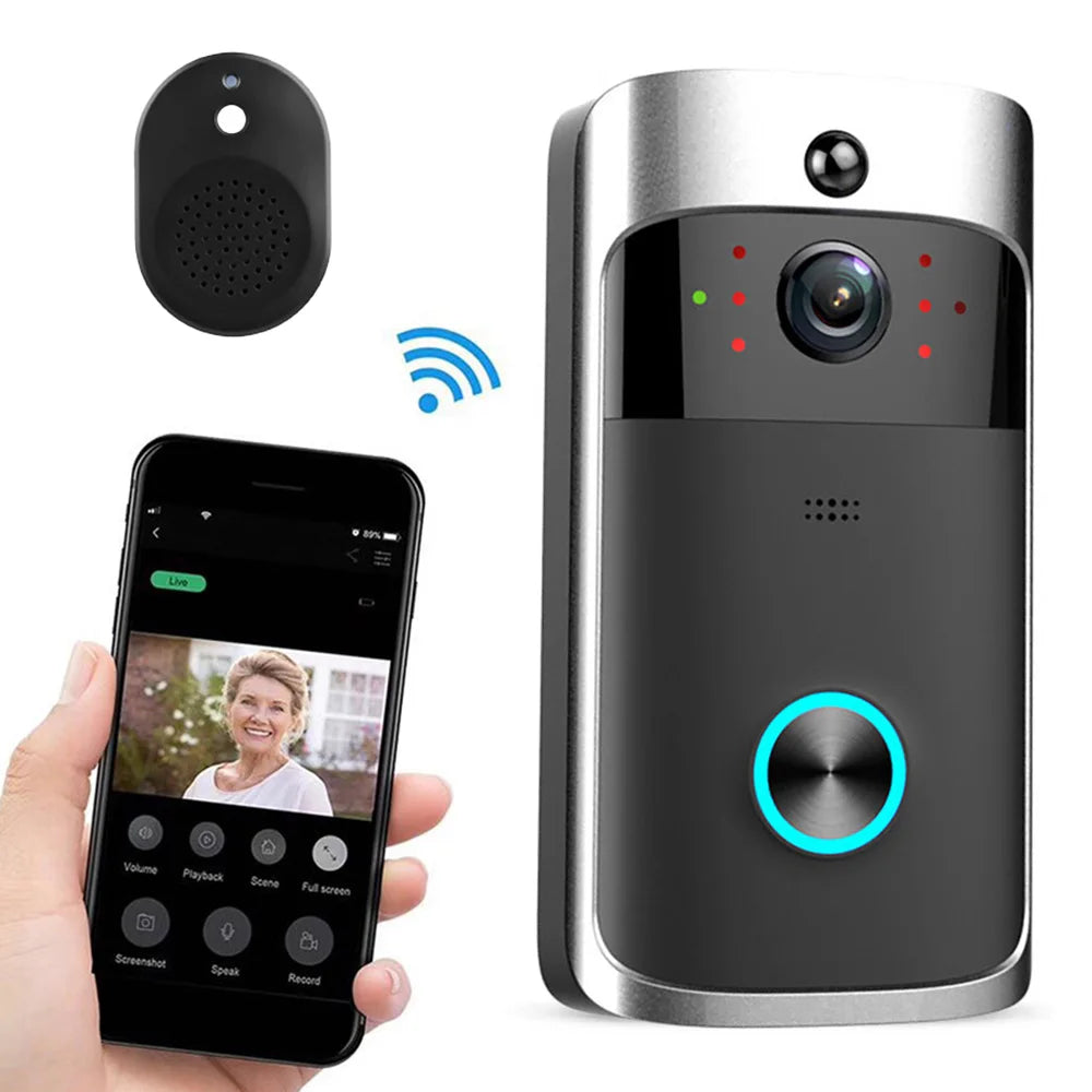 Smart V5 Video Doorbell Wireless WiFi Security Door Bell Visual Remote Monitor Night Vision Intercom Door Phone Without Battery