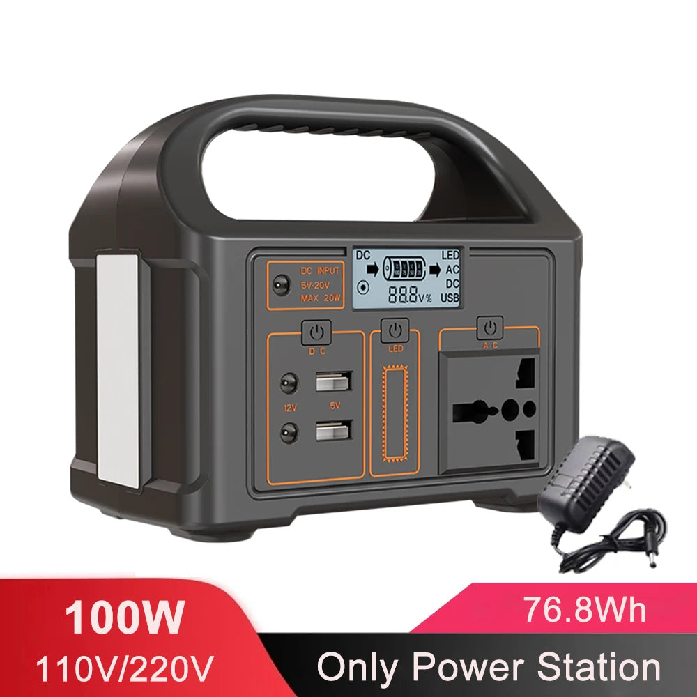 100W500W/300W 460Wh/230Wh/76Wh LiFePO4 Portable Power Station Mobile Power Supply Solar Generator Built-in BMS 220V for Camping