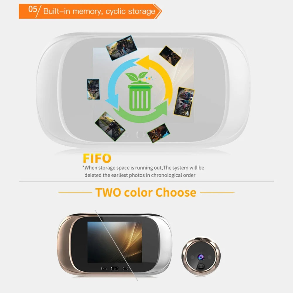 2.8 Inch Video Doorbell Peephole Camera 90 Degrees Doorbell Motion Detection Eye Digital LCD Door Monitoring Electronic Cat Eye